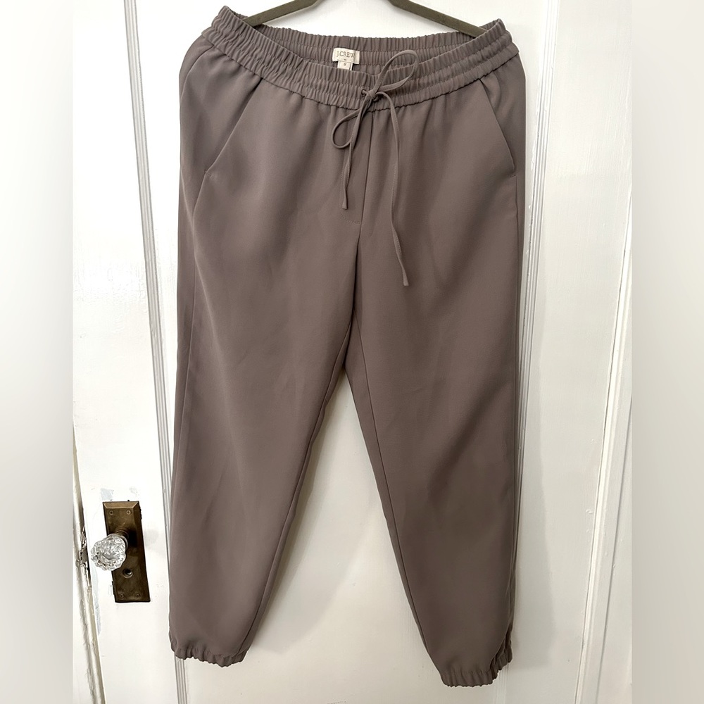 J.Crew Drawstring Waist Crepe Joggers Side Pockets Size 8 Beige